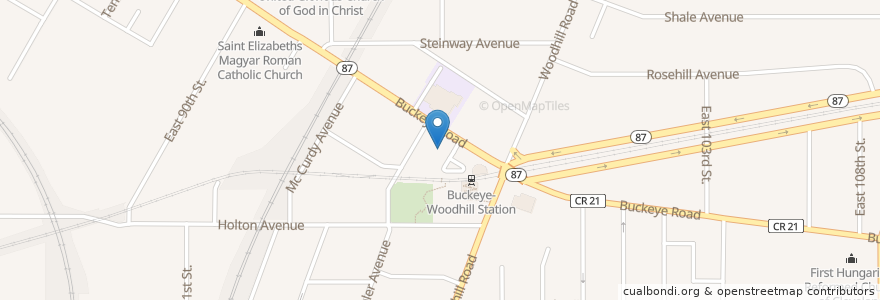 Mapa de ubicacion de Calvary Apostolic Assembly Church en Stati Uniti D'America, Ohio, Cuyahoga County, Cleveland.