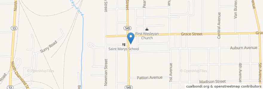 Mapa de ubicacion de Saint Marys Catholic Church en United States, Ohio, Richland County, Mansfield.