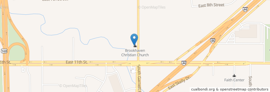 Mapa de ubicacion de Brookhaven Christian Church en Estados Unidos Da América, Oklahoma, Tulsa County, Tulsa.