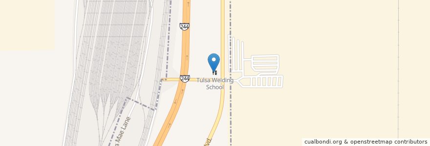 Mapa de ubicacion de Tulsa Welding School en Stati Uniti D'America, Oklahoma, Tulsa County, Tulsa.