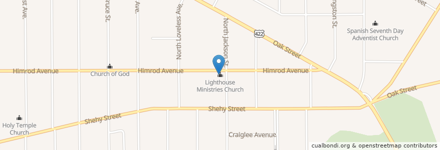 Mapa de ubicacion de Lighthouse Ministries Church en الولايات المتّحدة الأمريكيّة, أوهايو, Mahoning County, Youngstown.