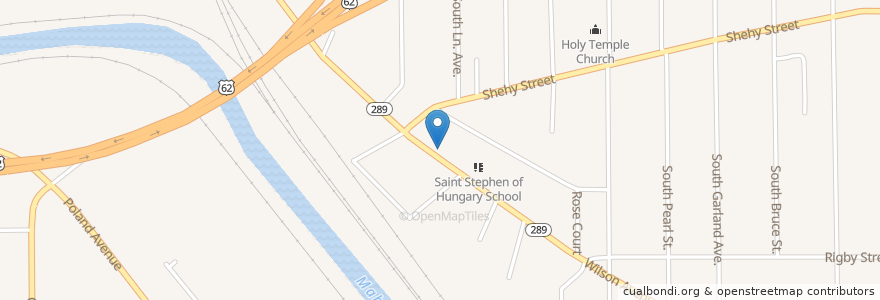 Mapa de ubicacion de Mount Zion Baptist Church en 美利坚合众国/美利堅合眾國, 俄亥俄州, Mahoning County, Youngstown.