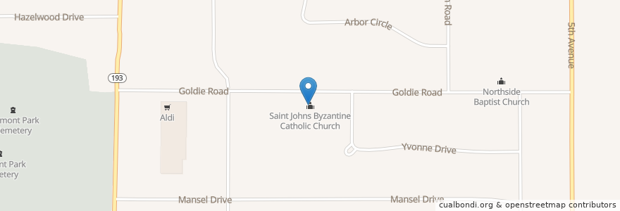 Mapa de ubicacion de Saint Johns Byzantine Catholic Church en United States, Ohio, Trumbull County.