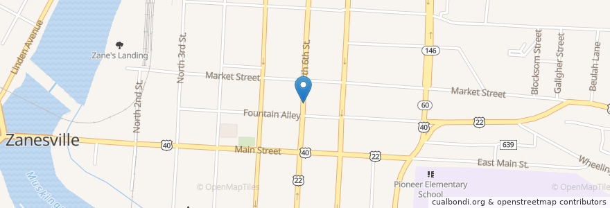 Mapa de ubicacion de Central Presbyterian Church en ایالات متحده آمریکا, اوهایو, Muskingum County, Zanesville.