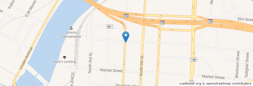 Mapa de ubicacion de Grace United Methodist Church en United States, Ohio, Muskingum County, Zanesville.