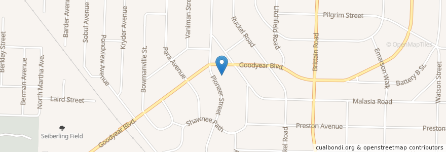 Mapa de ubicacion de Goodyear Heights Presbyterian Church en United States, Ohio, Summit County, Akron.
