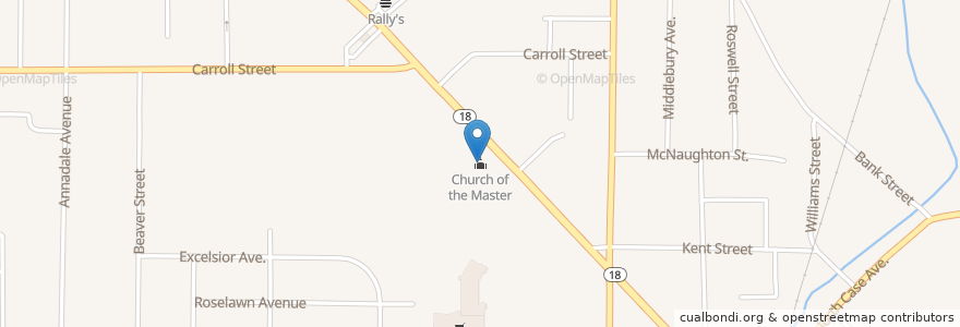 Mapa de ubicacion de Church of the Master en الولايات المتّحدة الأمريكيّة, أوهايو, Summit County, Akron.