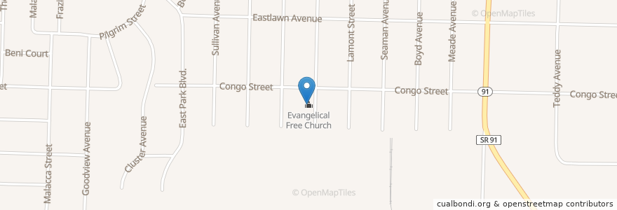 Mapa de ubicacion de Evangelical Free Church en Estados Unidos De América, Ohio, Summit County, Akron.