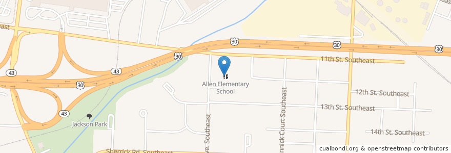 Mapa de ubicacion de Allen Elementary School en アメリカ合衆国, オハイオ州, Stark County, Canton.