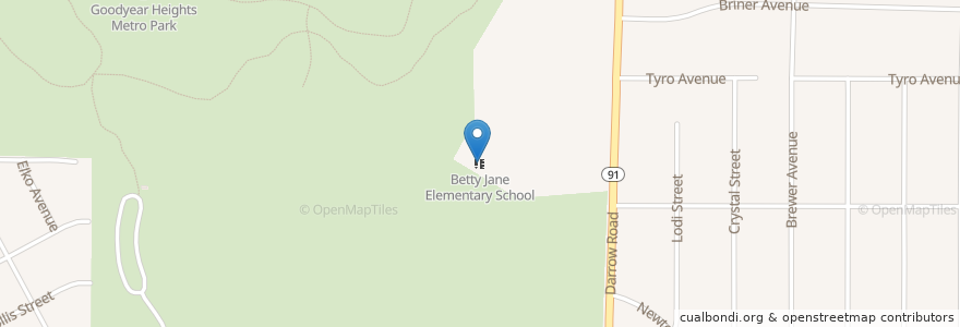 Mapa de ubicacion de Betty Jane Elementary School en 美利坚合众国/美利堅合眾國, 俄亥俄州, Summit County, Akron.