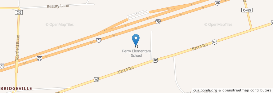 Mapa de ubicacion de Perry Elementary School en 美利坚合众国/美利堅合眾國, 俄亥俄州, Muskingum County.