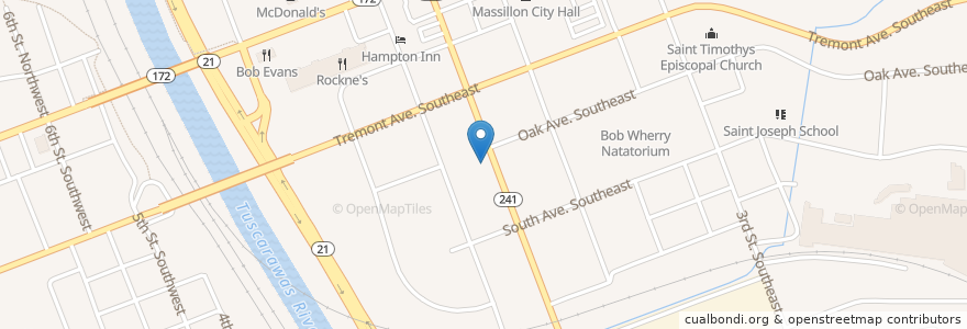Mapa de ubicacion de Massillon Post Office en アメリカ合衆国, オハイオ州, Stark County, Massillon.