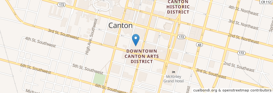 Mapa de ubicacion de Canton Post Office en 美利坚合众国/美利堅合眾國, 俄亥俄州, Stark County, Canton.