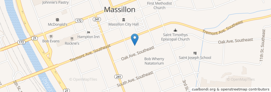 Mapa de ubicacion de Saint Johns United Church of Christ en アメリカ合衆国, オハイオ州, Stark County, Massillon.