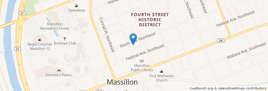 Mapa de ubicacion de Saint John Lutheran Church en Verenigde Staten, Ohio, Stark County, Massillon.