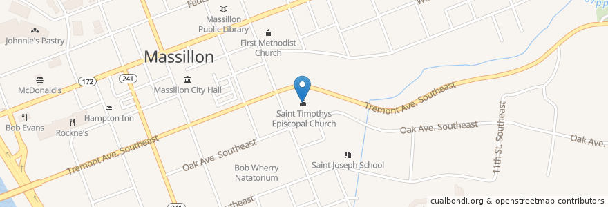 Mapa de ubicacion de Saint Timothys Episcopal Church en 美利坚合众国/美利堅合眾國, 俄亥俄州, Stark County, Massillon.