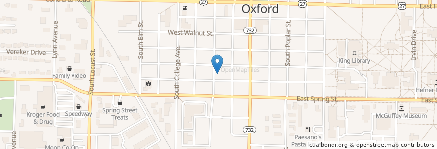 Mapa de ubicacion de Oxford Church of Christ en アメリカ合衆国, オハイオ州, Butler County, Oxford Township, Oxford.