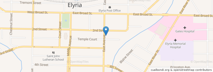 Mapa de ubicacion de First United Presbyterian Church en Estados Unidos Da América, Ohio, Lorain County, Elyria.