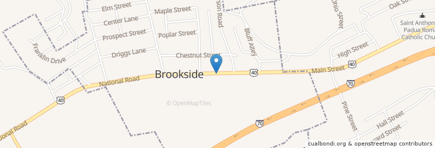 Mapa de ubicacion de Church of God en United States, Ohio, Belmont County, Brookside.