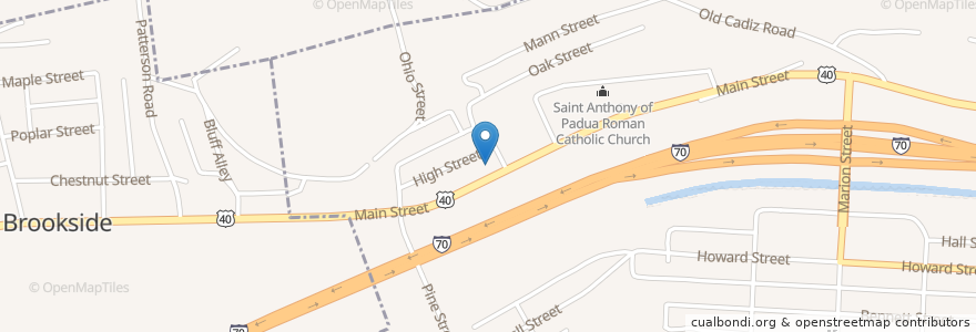 Mapa de ubicacion de West Bridgeport Methodist Church en 미국, 오하이오 주, Belmont County, Bridgeport.
