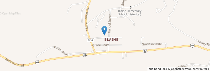 Mapa de ubicacion de Blaine Post Office en Estados Unidos Da América, Ohio, Belmont County.