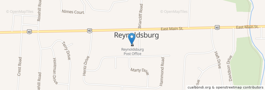 Mapa de ubicacion de Reynoldsburg Post Office en Estados Unidos Da América, Ohio, Franklin County, Reynoldsburg, Truro Township.