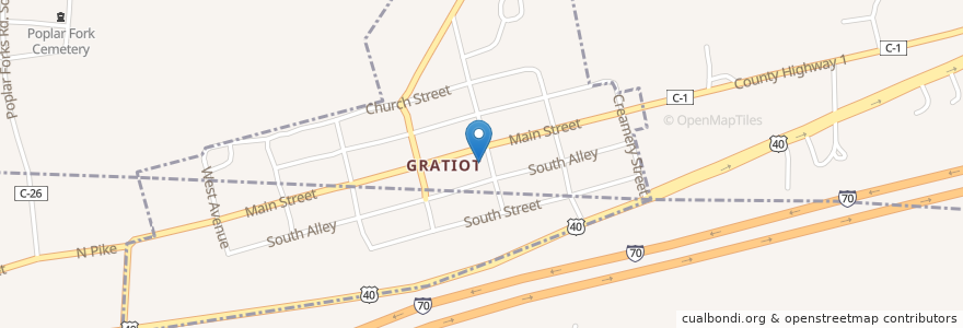 Mapa de ubicacion de Gratiot Post Office en الولايات المتّحدة الأمريكيّة, أوهايو, Licking County, Hopewell Township, Gratiot.