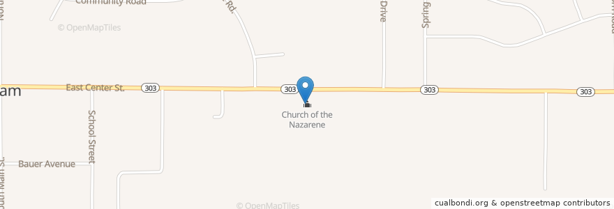 Mapa de ubicacion de Church of the Nazarene en ایالات متحده آمریکا, اوهایو, Portage County, Windham.