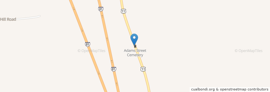 Mapa de ubicacion de Adams Street Cemetery en Estados Unidos De América, Nueva York, Broome County.