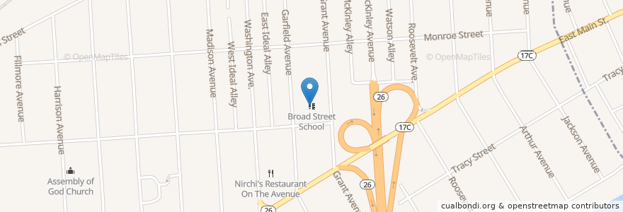 Mapa de ubicacion de Broad Street School en ایالات متحده آمریکا, New York, Broome County, Union Town, Endicott.
