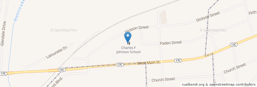 Mapa de ubicacion de Charles F Johnson School en Verenigde Staten, New York, Broome County, Union Town.
