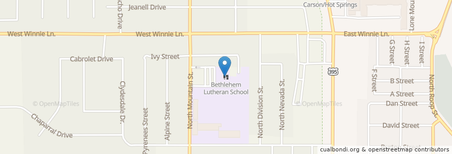 Mapa de ubicacion de Bethlehem Lutheran School en الولايات المتّحدة الأمريكيّة, نيفادا, Carson City, Carson City.