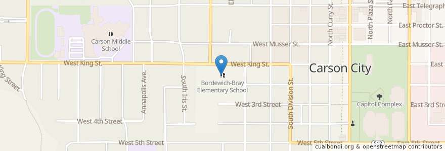 Mapa de ubicacion de Bordewich-Bray Elementary School en Amerika Birleşik Devletleri, Nevada, Carson City, Carson City.