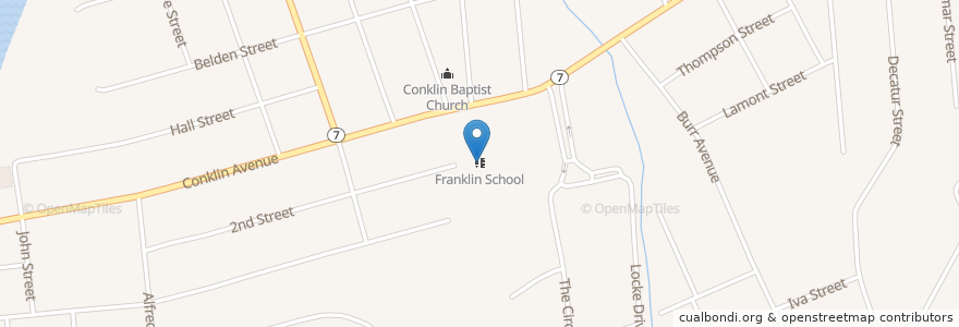 Mapa de ubicacion de Franklin School en Amerika Syarikat, New York, Broome County, Binghamton.