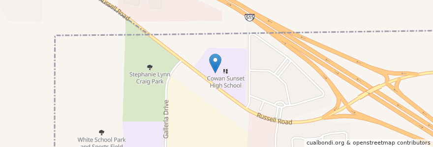 Mapa de ubicacion de Cowan Behavior Junior Senior High School en Estados Unidos De América, Nevada, Clark County.