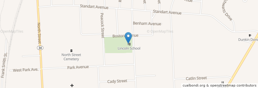 Mapa de ubicacion de Lincoln School en Соединённые Штаты Америки, Нью-Йорк, Округ Кейюга, Auburn.