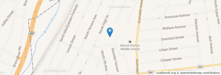 Mapa de ubicacion de Charles E Nichols Public School Number 15 en 美利坚合众国/美利堅合眾國, 纽约州 / 紐約州, Westchester County, Mount Vernon.
