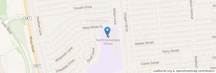 Mapa de ubicacion de North Elementary School en الولايات المتّحدة الأمريكيّة, نيويورك, Suffolk County, Brentwood.