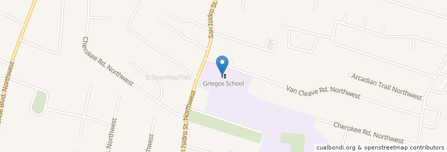 Mapa de ubicacion de Griegos School en Vereinigte Staaten Von Amerika, Neumexiko, Bernalillo County, Albuquerque.