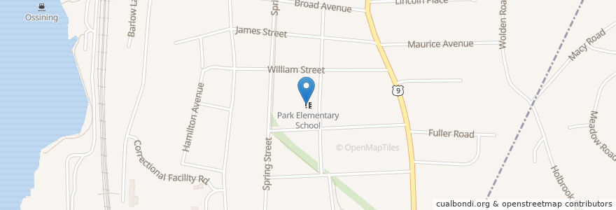 Mapa de ubicacion de Park Elementary School en الولايات المتّحدة الأمريكيّة, نيويورك, Westchester County, Town Of Ossining, Ossining.