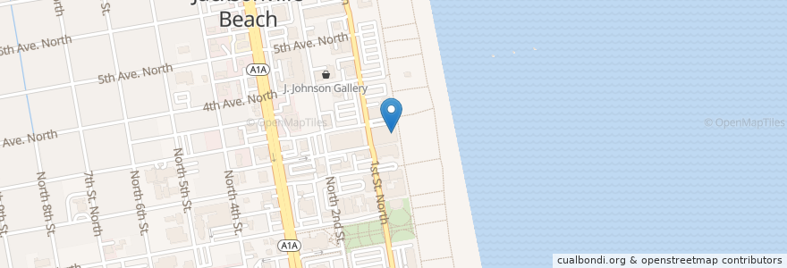 Mapa de ubicacion de Boardwalk Raw Bar & Grill en Amerika Birleşik Devletleri, Florida, Duval County, Jacksonville Beach.
