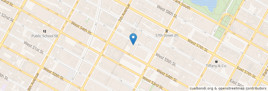Mapa de ubicacion de Public School 69 en 美利坚合众国/美利堅合眾國, 纽约州 / 紐約州, 纽约, 纽约县, Manhattan, Manhattan Community Board 5.