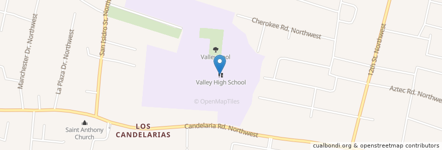 Mapa de ubicacion de Valley High School en アメリカ合衆国, ニューメキシコ州, Bernalillo County, アルバカーキ.