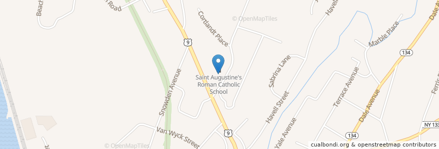 Mapa de ubicacion de Saint Augustine's Roman Catholic School en アメリカ合衆国, ニューヨーク州, Westchester County, Town Of Ossining, Ossining.