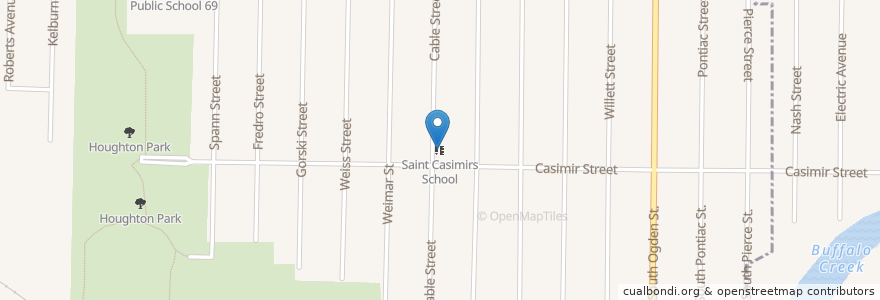 Mapa de ubicacion de Saint Casimirs School en États-Unis D'Amérique, New York, Erie County, Buffalo.