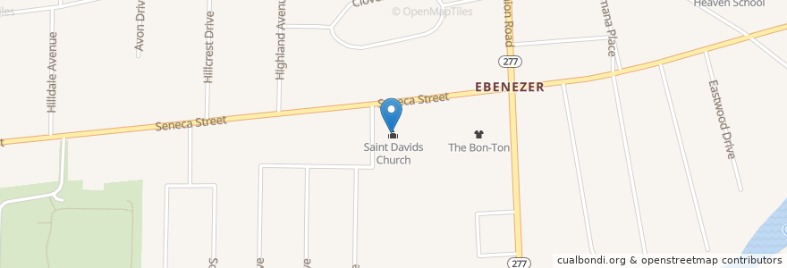 Mapa de ubicacion de Saint Davids Church en Amerika Birleşik Devletleri, New York, Erie County, West Seneca.