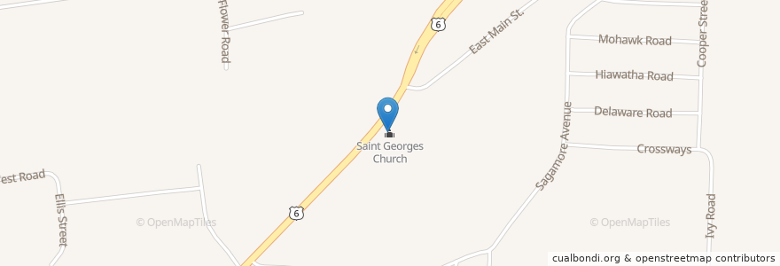 Mapa de ubicacion de Saint Georges Church en الولايات المتّحدة الأمريكيّة, نيويورك, Westchester County, Town Of Yorktown, Lake Mohegan.