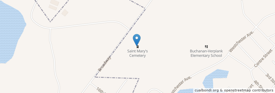 Mapa de ubicacion de Saint Mary's Cemetery en アメリカ合衆国, ニューヨーク州, Westchester County, Buchanan, Cortlandt.