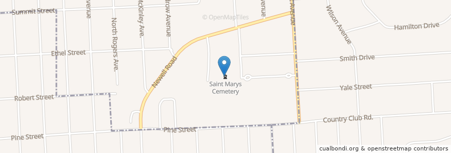 Mapa de ubicacion de Saint Marys Cemetery en États-Unis D'Amérique, New York, Broome County, Union Town.