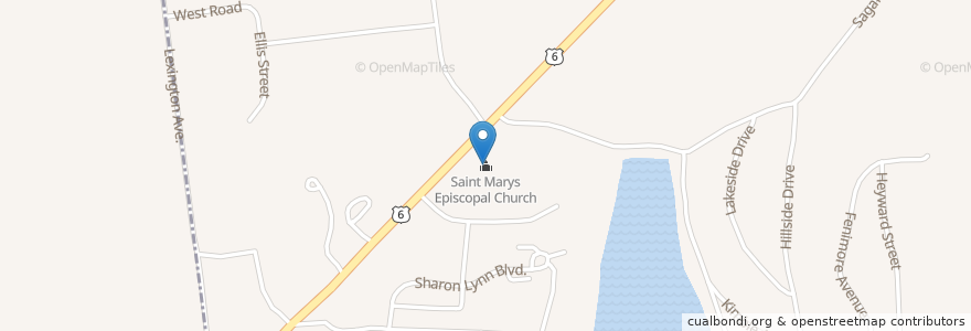Mapa de ubicacion de Saint Marys Episcopal Church en Estados Unidos De América, Nueva York, Westchester County, Town Of Yorktown, Lake Mohegan.